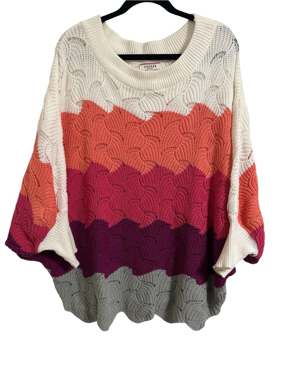 Andrée by Unit Women’s Oversized Small Colorblock Batwing Open Knit Sweater
